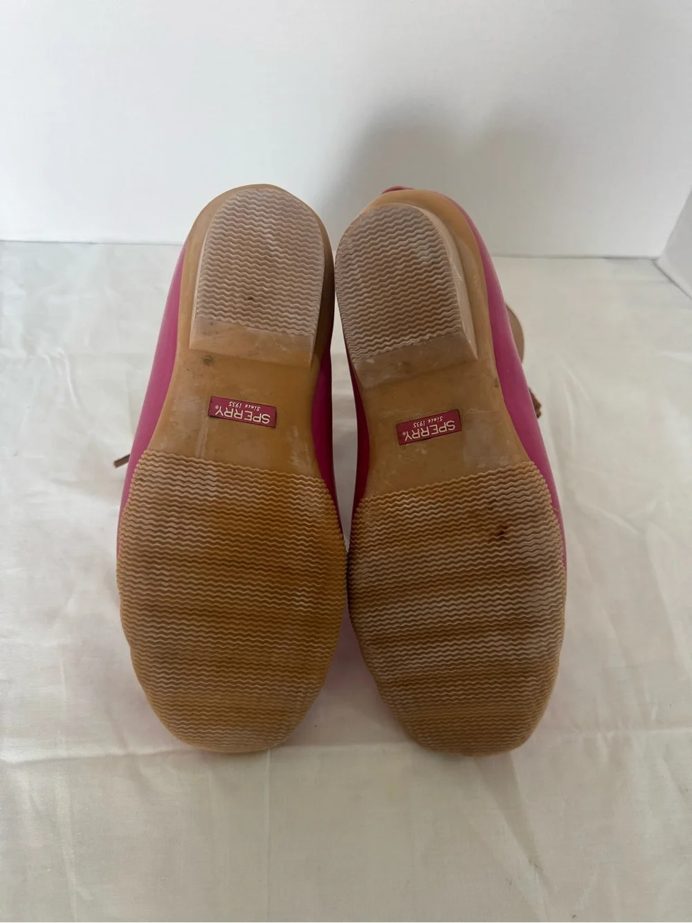 Sperry Pink Rubber & Tan Leather Duck Boots